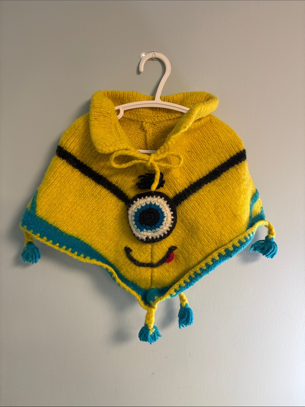 Fancy Alpaca Treasures from the Andes Minion Themed 100% Wool Poncho, Kids Ponch